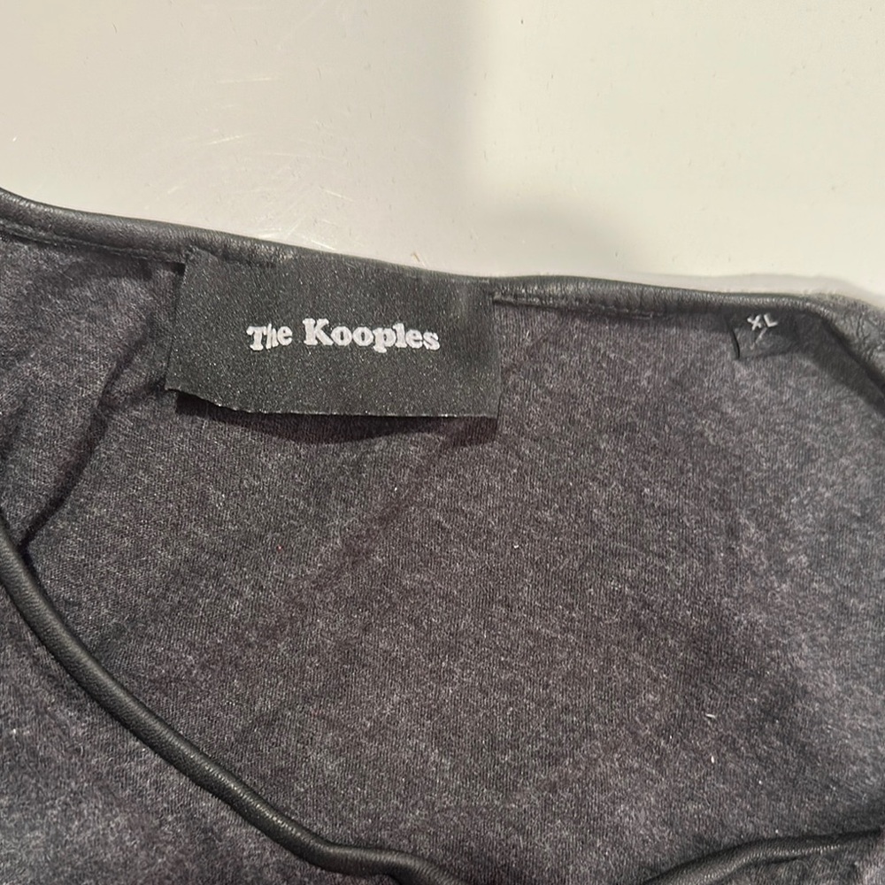 The Kooples Gray Top. Leather trim.